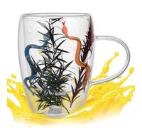 Taza de vidrio de doble pared, tazas de vidrio de flores secas, Taza de café aislada de doble capa de flores, Taza de té de vasos de bebida de doble pared para té Cappuccino Latte