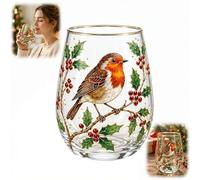 Taza de vidrio de flora de colibrí, 14 onzas, vasos de vidrio de colibrí para beber té, café, copas de vino, arte natural, vaso decorativo para mujeres, mamá, amantes del jardín floral