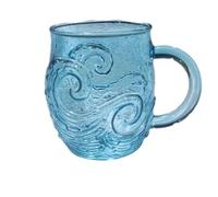 Taza de vidrio de mar con olas del océano, taza de café de vidrio inspirada en el océano con diseño de olas estrelladas, para bebidas frías y calientes, regalo único de playa para decoración costera