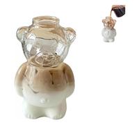 Taza de vidrio de oso con pajita, diseño de dibujos animados - para café, cerveza, vino, cócteles, regalo para mujeres y niños