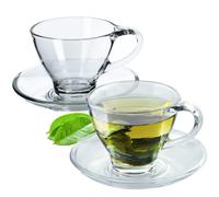 Taza de vidrio KADAX con base, taza de vidrio transparente