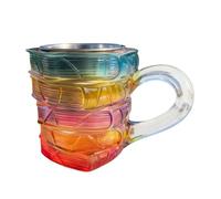 Taza de vidrio pintada con libro pintado en 3D, colorido resistente al calor, 150 ml, colección de tazas de café apiladas, para profesores, escritores, de biblioteca, mujeres, hombres