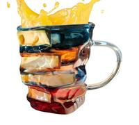 Taza De Vidrio Pintado - Taza De Bebida Artística Novedosa, Construcción De Vidrio Transparente, Agarre Cómodo Y Compacto | Colección De Entusiastas De La Lectura Hogar Cocina Dormitorio Aula Bebidas