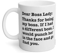 Taza Dear Boss Lady, regalos de agradecimiento para mujeres, compañeros de trabajo, gerente, oficina, enfermera, empleada, coordinadora del caos, mejor jefe de la historia, regalo de agradecimiento al