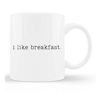 Taza decorativa con texto en inglés "I Like Breakfast Eggs and Bacon" para amantes del desayuno, 325 ml