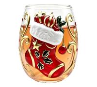 Taza decorativa estacional de vidrio sin plomo de Navidad | 3D Santa Nieve Muñeco de nieve Navidad copa de vino para pub, comedor, fiesta, reunión, fotografía, té, zumo de fruta, agua