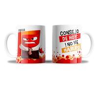 Taza Del Revés 2 con Todos los Personajes y Emociones- ¡Imprescindible para Fans! ¡Regalo para niños y niñas! 350ml Cerámica (Furia)