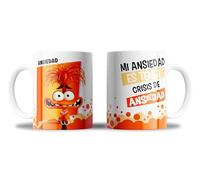 Taza Del Revés 2 con Todos los Personajes y Emociones- ¡Imprescindible para Fans! ¡Regalo para niños y niñas! 350ml Cerámica (Ansiedad)