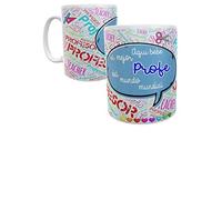 Taza desayuno "aqui bebe el/la mejor profe del mundo mundial" (profesor)