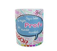 Taza desayuno "aqui bebe el/la mejor profe del mundo mundial" (profesora)