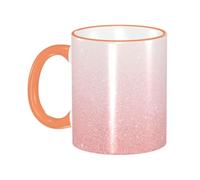 Taza Desayuno Brillo Rosa Dorado Brillante 330Ml Tazas Con Asa Cerámica Menaje Para Café Cacao Té