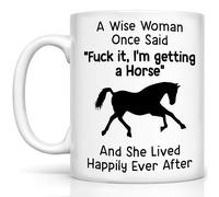 Taza Desayuno Caballo Una Mujer Sabia Dijo Una Vez: A La Mierda, Me Voy A Comprar Un Caballo. Diseño Taza De Café Colorido Mug Coffee Para Espresso Familiare Amiga