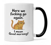 Taza Desayuno Chat Drôle, Je Veux Dire Bonjour Resistente Taza De Cerámica Vintage Mug Para Leche Amiga Decorar
