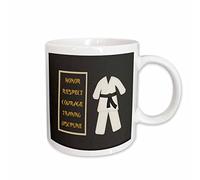 Taza Desayuno Cinturón De Uniforme De Karategi De Karate Honor Respeto Coraje Entrenamiento Disciplina Resistente Taza De Café Personalizada Mug Para Recuerdos Amiga Espresso