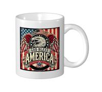 Taza Desayuno Dios Bendiga A Estados Unidos, Estados Unidos Patriótico Personalizada Taza De Cerámica Divertido Mug Para Decorar Amiga Recuerdos