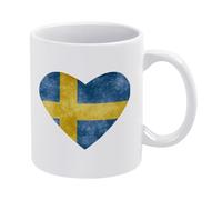 Taza Desayuno Drapeau Suédois En Forme De Cœur Minimalista Taza De Café De Cerámica Con Asa Taza De Porcelana Para Espresso Familiare Decorar