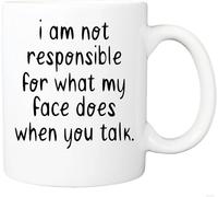 Taza Desayuno Je Ne Suis Pas Responsable De Mon Visage Quand Vous Parlez Colorido Taza Te Vintage Mug Para Espresso Té Oficina