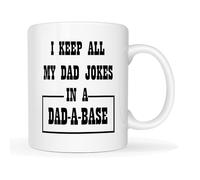 Taza Día Del Padre: Guardo Todos Mis Chistes De Papá En Una Base. Taza De Cerámica Personalizada Tazas De Café Premium Para Regalo Hogar Cocina 330Ml