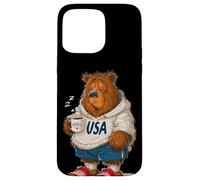 Taza Divertida con diseño de Oso matutino Cansado Carcasa para iPhone 15 Pro MAX