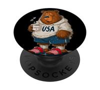 Taza Divertida con diseño de Oso matutino Cansado PopSockets PopGrip Adhesivo