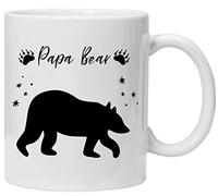 Taza divertida con diseño de oso papá | Regalo original para padres en cumpleaños o Día del Padre | Cerámica blanca y negra 325 ml apta microondas lavavajillas