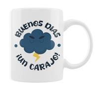 Taza divertida con frase sarcástica y diseño - Idea regalo original personas que no soportan las mañanas - Humor negro y rebelde para empezar el día - 330 ml - Apta para microondas y lavavajillas