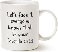 Taza divertida con humor para hermanos para padres. Seamos sinceros, todos saben que soy tu taza de café favorita. Taza de café novedosa, taza de té de cerámica con impresión de doble cara para mamá,