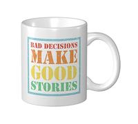 Taza divertida con texto en inglés "Bad Decisions Make Good Stories", tazas de café únicas, regalos para papás