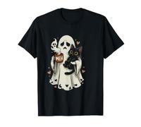 Taza Divertida con Texto en inglés Ghost Holding Cat with Meh Camiseta