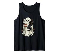 Taza Divertida con Texto en inglés Ghost Holding Cat with Meh Camiseta sin Mangas
