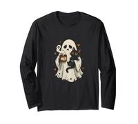 Taza Divertida con Texto en inglés Ghost Holding Cat with Meh Manga Larga