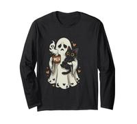 Taza Divertida con Texto en inglés Ghost Holding Cat with Meh Manga Larga