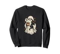 Taza Divertida con Texto en inglés Ghost Holding Cat with Meh Sudadera
