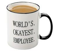 Taza divertida con texto en inglés"World's Okayest Empleeeee", regalo perfecto para Coworker Boss, tazas de café de cerámica, regalos, taza de 325 ml