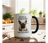 Taza divertida de 325 ml, Here We F*cking Go Again... I Mean Good Morning, divertida taza de café sarcástica para mamá, hermana, mejor amiga, compañeros de trabajo, jefe, caja de regalo (04)