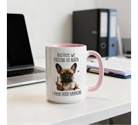 Taza divertida de 325 ml, Here We F*cking Go Again... I Mean Good Morning, divertida taza de café sarcástica para mamá, hermana, mejor amiga, compañeros de trabajo, jefe, caja de regalo (05)
