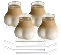 Taza divertida de 450 ml con forma de trasero con pajita y cepillo, taza divertida, vaso de cristal de mano, tazas con forma de bala, vasos de cóctel creativos, vasos de cerveza, para latte macchiato