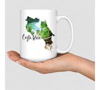 Taza divertida de café Costa Rica, taza de té, edificios europeos, colorido paisaje urbano, tazas de cerámica, regalos para hermana, hija, niños, primos, 15 onzas, color blanco