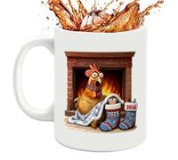 Taza divertida de pollo F-Caw-F de 325 ml, novedosa taza de cerámica gritando gallo F Caw F que dice F-caw-f, tazas divertidas del Reino con mango ergonómico, apta para lavavajillas, resistente