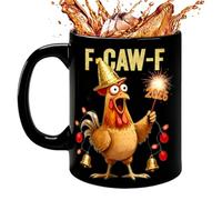 Taza divertida de pollo F-Caw-F de 325 ml, novedosa taza de cerámica gritando gallo F Caw F que dice F-caw-f, tazas divertidas del Reino con mango ergonómico, apta para lavavajillas, resistente