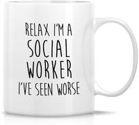 Taza divertida de trabajador social, regalo de agradecimiento por la graduación de trabajo social para un amigo o compañero de trabajo, taza de café novedosa, taza de té de cerámica con impresión de d