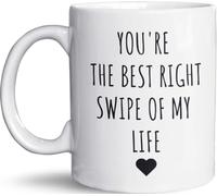 Taza divertida - "Eres el mejor deslizamiento correcto de mi vida" - Regalo de amor para pareja o novio - Enamorado, Tinder Match o Cumpleaños - Apto para lavavajillas y microondas