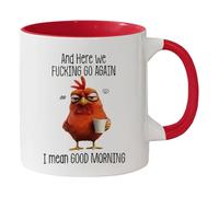 Taza divertida Here We Go Again Good Morning, taza de café con frase humorística para regalos de Papá Noel, taza de cerámica sarcástica para mamás, amigas y colegas