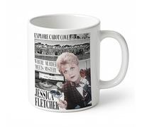 Taza divertida "La dama en amarillo" - Jessica Fletcher Explore Cabot Cove - Idea regalo cumpleaños original para aficionados Serie TV Hombre Mujer - Cerámica blanca - Gráficos personalizados