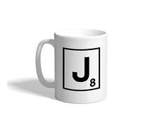 Taza divertida Letra inicial del monograma J Tazas Desayuno Novias 330ml | taza de café diseño moderno Taza de Cerámica para Novios Amigos Vuelta al Cole