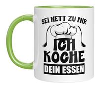 Taza divertida para cocineros - Sé amable conmigo, yo cocino tu comida - Idea de regalo para cocineros aficionados, mamá, papá o como taza de propinas - Verde