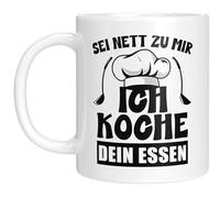 Taza divertida para cocineros - Sé amable conmigo, yo cocino tu comida - Idea de regalo para cocineros aficionados, mamá, papá o como taza de propinas - Blanco