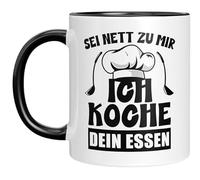 Taza divertida para cocineros - Sé amable conmigo, yo cocino tu comida - Idea de regalo para cocineros aficionados, mamá, papá o como taza de propinas - Negro