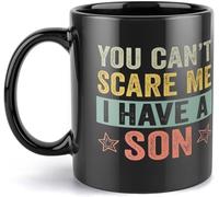 Taza divertida para padres con texto en inglés "You Can't Scare Me I Have A Son", taza de café novedosa, taza de té de cerámica con impresión de doble cara para mamá, papá, amigo, esposa, esposo, rega