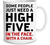 Taza divertida "Some People Just Need A High Five" para compañeros de trabajo, padre, novio, hijo, taza de café novedosa, taza de té de cerámica con impresión de doble cara para mamá, papá, amigo, esp